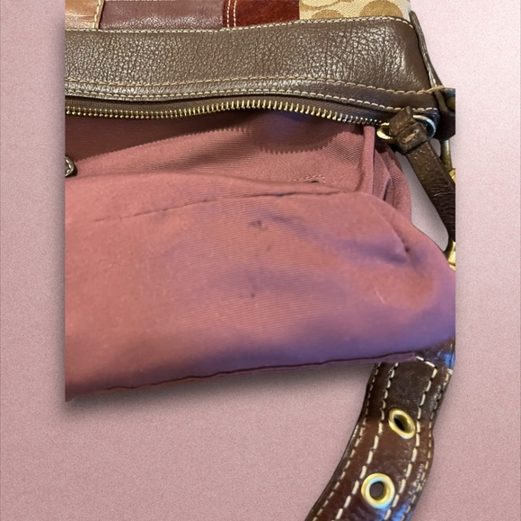 Coach 10435 Patchwork Crossbody Bag Brown Suede Leather Canvas Y2K Vintage - Picture 10 of 15